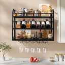 Hoctieon Wall Mount Wine Rack, Wall Mounted Wine Bottle Rack for Display and Storage, Hanging Bottle Holder, for Living Room, Dining Room, Bar, Wine Cellar, Black