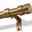 Warm Gold Curtain Rods with Solid Metal Finials 48 to 84 Inches Adjustable Heavy Duty 1 Inch Brass Curtain Rod for Windows, Modern Decorative Drapery Rods for Bedroom Kitchen Living Room