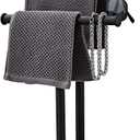 SHUNLI Black Hand Towel Holder Stand, Double Towel Rack Free Standing for Bathroom Countertop, T-Shape Hand Towel Stand for Stainless Steel