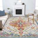 Area Rugs 8x10 Large Rug for Living Room Orange/Beige/Teal
