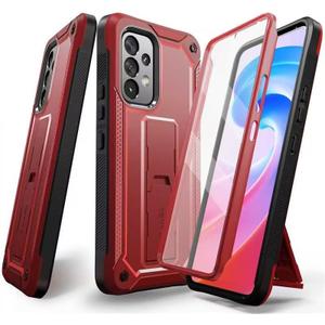 for Samsung Galaxy A52 5G Phone Case [Mili-Grade Shockproof] [1X Separate Screen Protector] with Kickstand Case Matte Textured Full Heavy Duty Shockproof TPU Bumper Anti-Scratch A52 Case, Red (Samsung A52)
