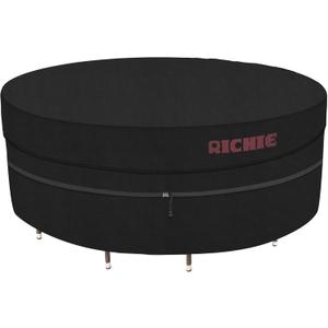 RICHIE Heavy Duty Waterproof Round Patio Furniture Covers - 600D UV Resistant & Anti-Fading, All Weather Outdoor Table and Chairs Set Cover (72"DIAx28"H), Tear Resistant, Black