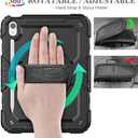 SEYMAC stock Case for iPad (A16) 11th/10th Generation 11''/10.9'' 2025/2022, Full-Body Drop Protection Case with Screen Protector &360 Rotate Hand Strap/Stand, Black