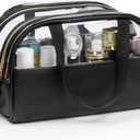 Ethereal Clear Makeup Bag, Large Opening TSA Approved Toiletry Bag Portable Cosmetic Bag for Women Tote Bag Waterproof Travel Makeup Bag Organizer (Black)
