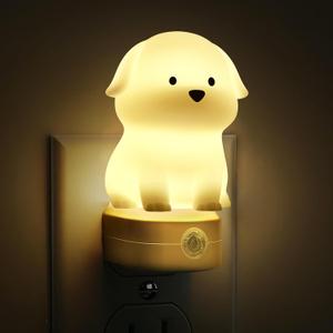 L LOHAS LED Plug in Night Light for Kids, 3D Cute Puppy Night Lights with Dusk to Dawn Sensor, RGB+Soft White 3000K Dog Night Light, Christmas Birthday Gift Nightlight for Kids, Room Decor