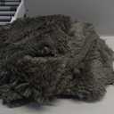 Tuddrom Decorative Extra Soft Faux Fur Throw Blanket 50"x60",Solid Reversible Fuzzy Lightweight Long Hair Shaggy Blanket,Fluffy Cozy Plush Fleece Comfy Microfiber Blanket for Couch Sofa Bed,Brown