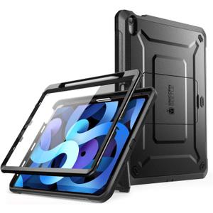 SUPCASE for iPad Air 5th Generation Case / iPad Air 4th Generation Case with Pencil Holder (Unicorn Beetle Pro), [Built-in Screen Protector & Stand] Rugged Case for iPad Air 5/4 10.9 Inch, Black