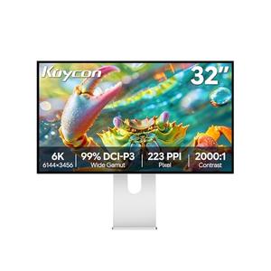 Kuycon G32P 32’’ UHD 6K (6144 x 3456) Glossy Monitor, IPS Panel, 10-Bit Color, 99% sRGB, 99% DCI-P3, 223PPI, HDR, 60Hz, 2000:1 Contrast, Low Blue Light, Eye Care (Honeycomb - with Stand)