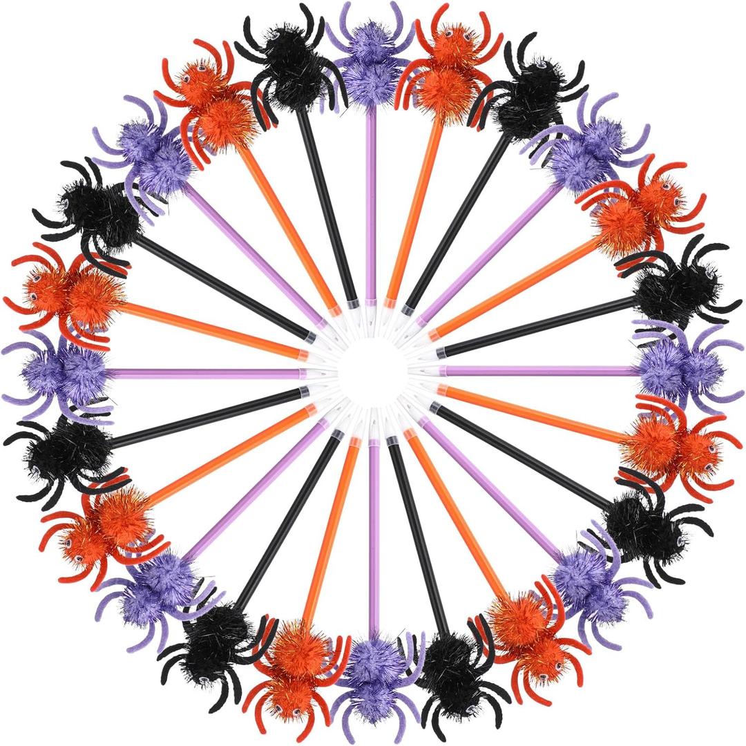 Maitys 24 Pieces Halloween Ballpoint Pens Bulk Horror Spider Pens Halloween Stationery Spider Party Favors Holiday Gifts for Office Classroom School Supplies