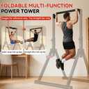 WATBKHE Power Tower Pull Up Dip Station Foldable, Pull Up Bar Station Adjustable, Multi-Function Home Gym, Strength Training Fitness Equipment, Triangular Design, for Home Outdoor