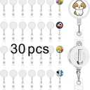 30 Pcs sublimation badge reels Blankdiy badge reel kit sublimation id badge blanks retractable badge reelbadge holder retractable clip for Office Worker Doctor Nurse Key Card Name Tag Holder white