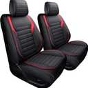 YIERTAI F150 Seat Covers Compatible with Ford F-150 for 2009-2025 F150 2017-2025 F250 F350 F450 Crew Cab Supercab Super Duty King Ranch Lariat Limited Waterproof Leather(2 PCS Front/Black-Red)