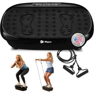 Lifepro HexaPlate Lite Vibration Plate Exercise Machine with Magnetic Acupoints - Full Body Vibration Platform for Beginners and Recovery - Lymphatic Drainage Massager for Muscle Toning and Fitness (Black)