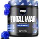 REDCON1 Total War Pre Workout Powder, Blue Raspberry - Beta Alanine + Citrulline Malate Keto Friendly Preworkout for Men & Women with 320mg of Caffeine - Fast Acting (30 Servings)