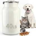 Aloxina Dog-Cat Food Storage Container 40 lb/38 Qt, Large Stainless Steel Pet Food Bin with Airtight Lid & Scoop Included, Durable 304 Metal Storage for Dogs & Cats
