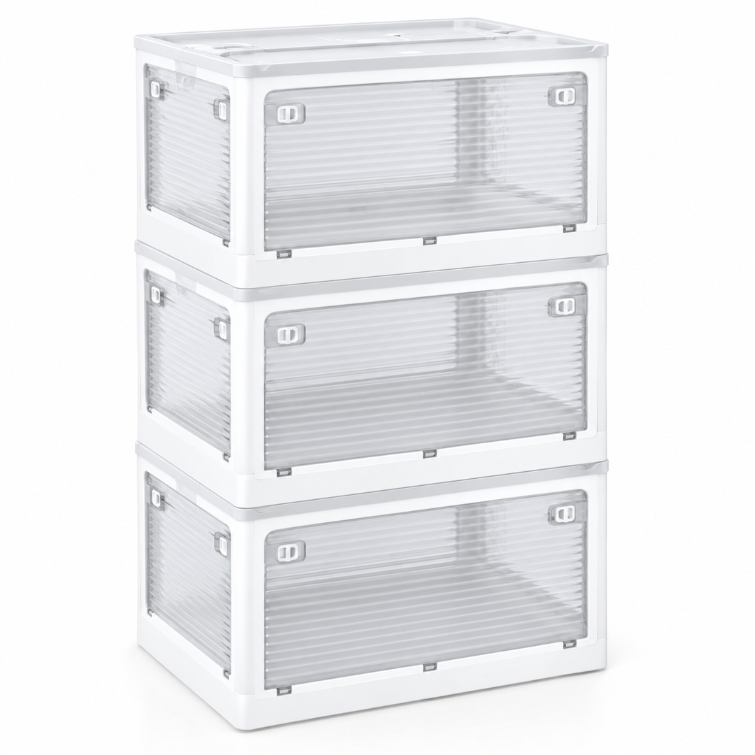 101QT Plastic Stackable Storagebins with Wheels and Lids, 4 pack