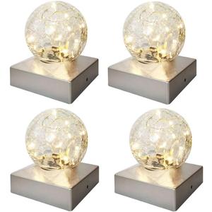 SUNNYPARK Solar Post Lights - Outdoor Post Cap Light for Fence Deck or Patio Garden Decoration Solar Powered Caps, LED Lighting, Lamp Fits 4x4 in - Warm White 4 Pack