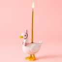 Mumufy Silly Goose Cake Candle Holders with Birthday Candle One Birthday Party Supplies Mini Cute Cake Topper Stand Candlestick for Kids Baby Shower Party Celebration, 3.15 Inch(Goose,Pink)