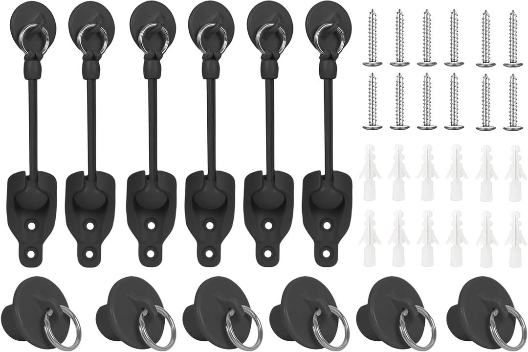 Coolaroo Replacement Part Roller Shade Hardware Bungee Kit and End Cap Tie Downs for Coolaroo Outdoor Roller Shade (3, Black)