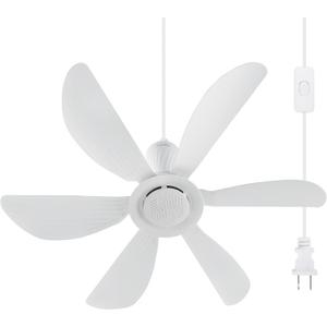 22.5" Small Ceiling Fan for Outdoor Gazebo, 13.2 FT Wiring Portable Tent Ceiling Fan for 110V Plug in, 36dB Quiet Operation with on/off Button
