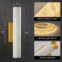 Natural Alabaster Brass Wall Sconce: Set of 2 Marble Stone Vanity Sconces | Modern Luxury Spanish Brushed Gold Indoor Lighting Fixture with Dimmable LED Strip Light for Bathroom Hallway Bedroom, 2 Pack
