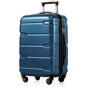 Coolife Carry On Luggage 22x14x9 Airline Approved Hardside PC+ABS Suitcase with TSA Lock, Lightweight Rolling Travel Luggage with Spinner Wheels(Caribbean Blue, 20in)