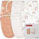 GLLQUEN BABY Swaddles for Newborn - 3 Pack Swaddle 0-3 Months, for Newborn Baby Boys and Girls, Soft Swaddle Blanket Wrap, Easy Change, Rainbow & Wave