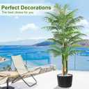 7ft Tall Triple Golden Cane Palm Artificial Tree Large Tropical Palm Tree UV Resistant Fake Plant in Pot for Indoor Outdoor Big House Living Room Outside Patio Office Home Decor 2Pack