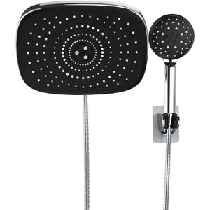 Veken 10'' Rain Shower Head with Handheld, High Pressure Rainfall Showerhead Combo with 5 Handheld Water Spray Modes for Bathroom Accessories, Home Decor, Detachable Dual Shower Heads, Chrome Silver