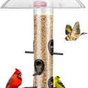 Kingsyard Metal Bird Feeders for Outdoors Hanging, Wild Bird Feeder with Large 11.5" Protective Dome and 8" Removable Tray, 3 lb Seeds Capacity (Black)