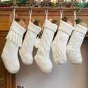steo spce 5 Pack White Farmhouse Christmas Stockings  Rustic Boho Vintage Cable Knit Set, Includes 3 Small 15 and 2 Large 18 Knitted Stockings for Fireplace Mantel Hanging Holiday Dcor