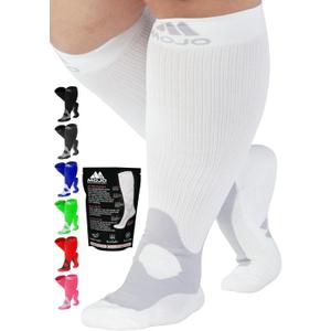 Mojo Unisex Medical Compression Socks 20-30mmHg  Knee High for Pain & Swelling, A601 (6X-Large, White)