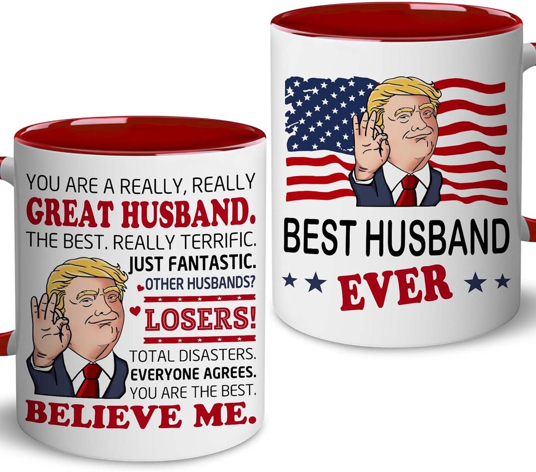 2 x BECHUSKY Christmas Mugs For Husband - Mug for Husbands - Best Husband Ever Coffee Mug - Present Ideas for Hubby - Christmas, Birthday Gift For Husbands, Him, Groom, Mr, Fiance - Gifts for Hubby