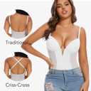 SHAPERIN Women's Low Back Shapewear Tummy Control Plunge Deep V Neck Backless Body Shaper Thong Bridal Bodysuit Bra Fajas (White, M)