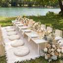 Beeveer 71x150'' Extra Large Outdoor Picnic Blanket with Beige Table Runner 12 Napkins and 12 Beige Floor Pillow Cushions for Picnic Party Camping Wedding Bachelorette Birthday Baby Shower Decor