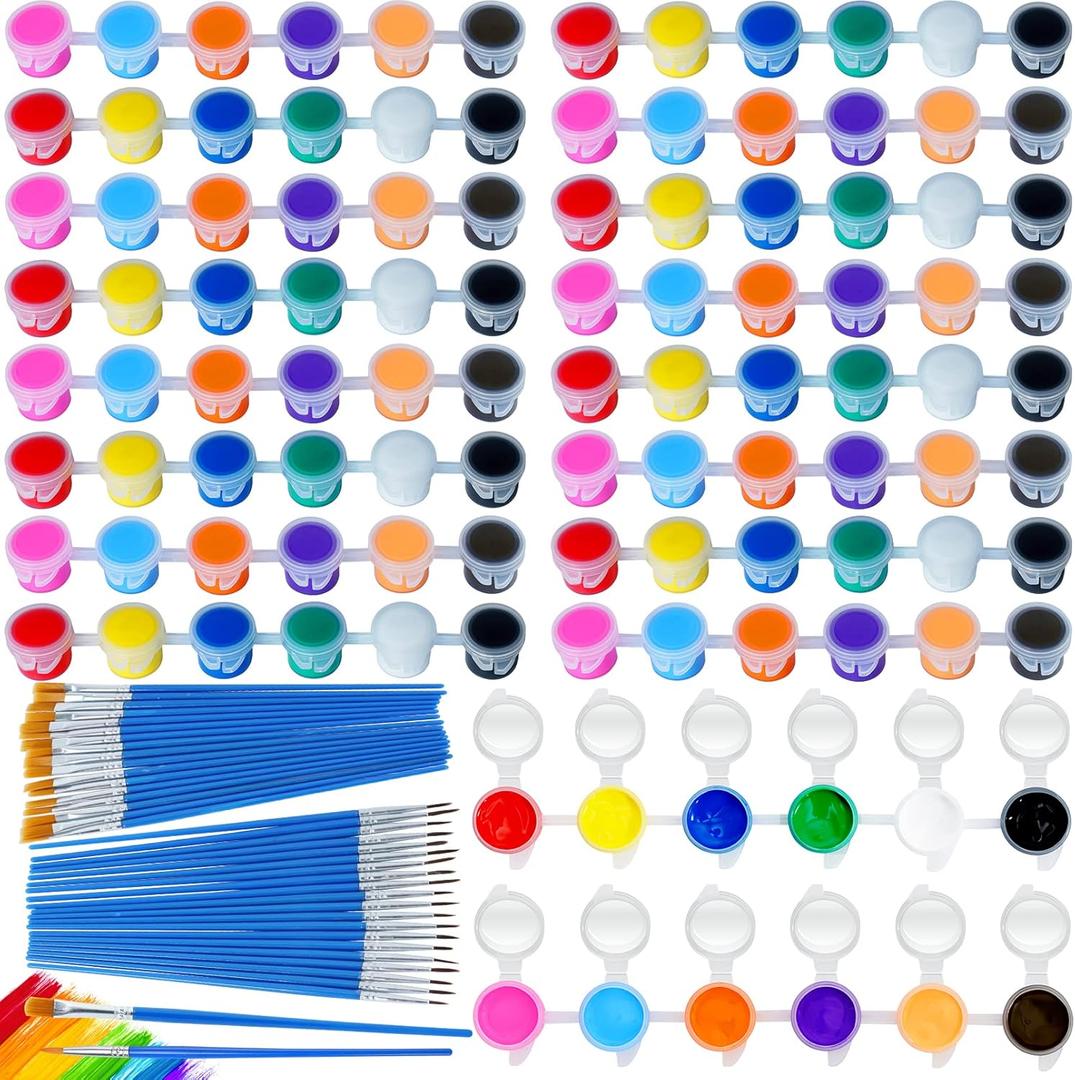 160PCS Mini Acrylic Paint Set,Washable Paint Set for Kids,10 Set 12 Colors Acrylic Paint Strips with 40PCS Paint Brushes,Paint Pots for Kids DIY Painting Arts,Perfect for Classroom Home Party Favors