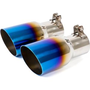 KHK 2.5" to 3.5" Exhaust Tip - 7.75" Long Diesel Exhaust Tips,2.5" Inlet 3.5" Outlet Stainless Steel Bolt-On Angle Cut Truck Tailtip, Universal Fit for Trucks & Cars -Blue Polished(Pack of 2)