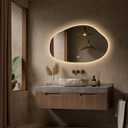 Keonjinn Irregular Bathroom Mirror with Lights 48" x 30", Tempered Glass