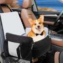 Dog Car Seat for Small Medium Sized Dogs, Cat Dog Booster Car Seat with Seat Belt,Detachable Soft Front Pet Puppy Cars seats,Washable dog seats for cars,Travel cat car Carrier Bed with Storage Pockets (Large, Black)
