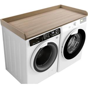Kaboon Washer Dryer Countertop 58" x 28" Extra Large Version, Melamine Countertop with 3.5" Edge Rails, Laundry Room Organization, Oak(Grey Tone)