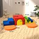 8-Piece Colourful Soft Play Set, Foam Climbing Blocks for Toddlers, Climbing Toys for 1 Year Old, Inside Crawling & Sliding Foam Baby Climbing Blocks, Compact