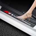 4Pcs Door Sill Plate Protectors Compatible with Silverado Z71 Car Accessories, Carbon Fiber Leather Door Sill Stickers for Car Auto Accessories