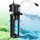 TARARIUM Aquarium Filter U-V for 20-75 Gallon, 200GPH Fish Tank Filter w/ 5W U-V Light Green Clean Machine Submersible Powerful Pump Internal Filter for Turtle Tank Saltwater Freshwater Crystal Clear (Black)