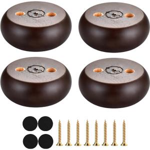 Michanco 30MM Furniture Legs 1 Inch Set of 4,Round Short Replacement Wood Bun Feet for Couch Sofa Ottoman Screw in Espresso