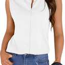 COUXILY Wrinkle-Free & Non-Iron Women's Sleeveless Button Down Shirts Blouses with Mulberry Silk Tank Casual Work Tops (Medium)