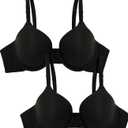 Fruit of the Loom Women's Smooth Cotton T-Shirt Bra Pack - Ultra-Soft, Flexible, and Invisible Under Tees (36C, Black Hue/Black Hue)