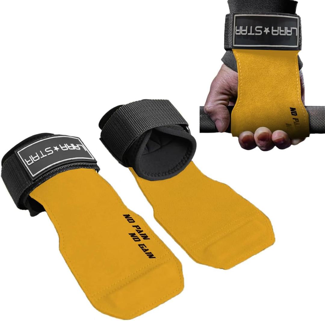 LARA STAR Weight Lifting Wrist Straps for Maximum Grip Support,Lifting Strap for Weightlifting, Gym Grips Hook for Deadlifts, Powerlifting, Heavy Shrug Women/Men (Yellow) LARA STAR Weight Lifting Wrist Straps for Maximum Grip Support,Lifting Strap for Weightlifting, Gym Grips Hook for Deadlifts, Powerlifting, Heavy Shrug Women/Men (Yellow)