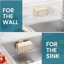 TAILI Sponge Holder for Kitchen Sink with Strong Suction Cup, Rustproof Aluminum Sink Caddy for Sponges, Removable Sponge Holder, Dish Brush for Scraper - Silver
