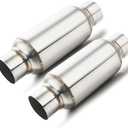 LCGP 2.5'' Inlet & Outlet Universal Muffler, 11.5'' Overall Length Stainless Steel Resonator 2 Pack