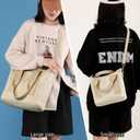 Canvas Tote Bag for Women,Small Totes Bags with Zipper Crossbody Purse with Pockets Large Shoulder Handbag,2 Sizes